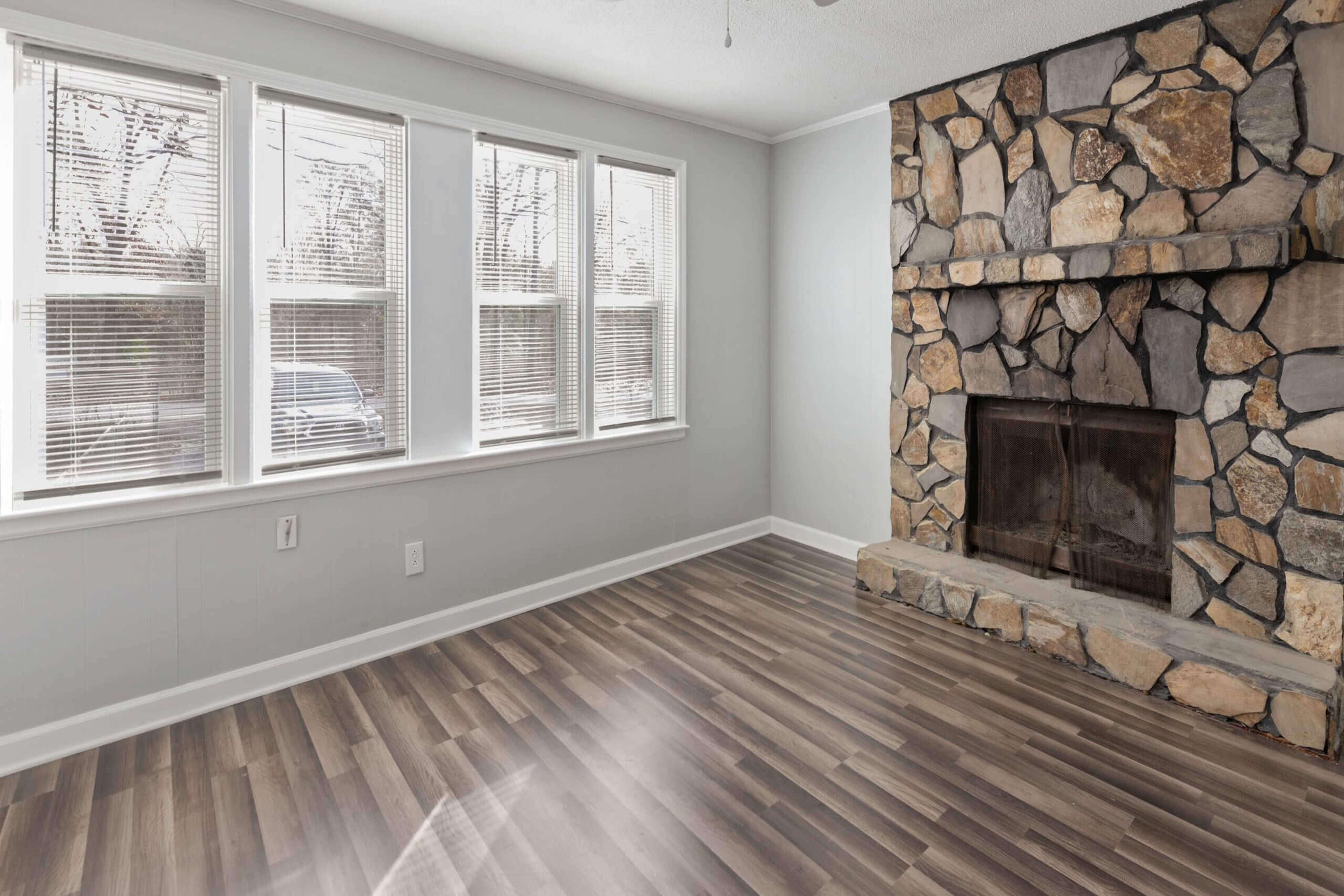 Before vertical and horizontal straightening in real estate photo editing